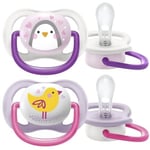 Philips Avent Ultra Air Emzik, Kız Bebekler için 0-6 Ay, 2’li Paket, Ortodontik Silikon, Geniş Hava Delikli, Mikrodalga Sterilize Edilebilir, BPA İçermez, Taşıma Kutulu, SCF080/06