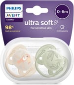 Philips Avent Ultra Hava Emziği Ortodontik ve BPA, Ekstra Havalandırma Delikleri 0-6 Ay (Erkek Tasarımı) 2'li Paket