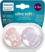 Philips Avent Ultra Hava Emziği Ortodontik ve BPA, Ekstra Havalandırma Delikleri 0-6 Ay (Kız Tasarımı) 2'li Paket