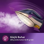 Philips Azur 8000 Serisi Buharlı Ütü - 85 g/dk Sürekli Buhar, 260g Turbo Şok Buhar, 3000 W, OptimalTEMP Teknolojisi, SteamGlide Elite Taban, Koyu Mavi (DST8050/20)