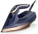 Philips Azur 8000 Serisi Buharlı Ütü - 85 g/dk Sürekli Buhar, 260g Turbo Şok Buhar, 3000 W, OptimalTEMP Teknolojisi, SteamGlide Elite Taban, Koyu Mavi (DST8050/20)