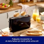 Philips Daily Collection Uzun Yuvalı Ekmek Kızartma Makinesi, Buz Çözme Modu, 8 Kızartma Ayarı, Uzun Yuvalı, Siyah, HD2590/90