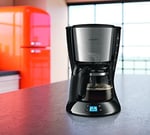 Philips Filtre Kahve Makinesi, 1,2 Lt Kapasite, Otomatik Kapanma, Cam Demlikli, Kolay Doldurma, Zamanlayıcı, Siyah ve Metal, HD7459/20