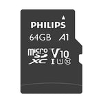Philips FM64MP45B/10 sınıf 10 Micro SDXC 64 GB hafıza kartı adaptörü