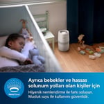 Philips Nemlendirici 2000 Serisi - Hijyenik Nemlendirme,%99,97 Daha Az Bakteri, 2L Su Haznesi, 190 ml/saat, 31 m²'ye Kadar Odalar için, Ultra Sessiz (32 dB), Otomatik Kapanma, Beyaz (HU2510/10)