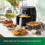 Philips Premium Airfryer XXL – Yağ Alma Teknolojisi, Hızlı Hava, Dijital Ekran, Kızartma/Fırın/Izgara/Fırında Pişirme/Yeniden Isıtma, 1.4kg Kapasite, Bulaşık Makinesinde Yıkanabilir, Siyah (HD9650/90)