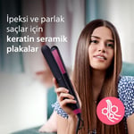 Philips Saç Düzleştirici, Keratin Seramik Plaka, ThermoProtect Teknolojisi, 2 Sıcaklık Ayarı, Tuş Kilidi, 60 Saniyede Isınma, 220°C’ye Kadar Sıcaklık Ayarı, BHS375/00