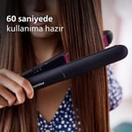 Philips Saç Düzleştirici, Keratin Seramik Plaka, ThermoProtect Teknolojisi, 2 Sıcaklık Ayarı, Tuş Kilidi, 60 Saniyede Isınma, 220°C’ye Kadar Sıcaklık Ayarı, BHS375/00