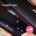 Philips Saç Düzleştirici, Keratin Seramik Plaka, ThermoProtect Teknolojisi, 2 Sıcaklık Ayarı, Tuş Kilidi, 60 Saniyede Isınma, 220°C’ye Kadar Sıcaklık Ayarı, BHS375/00