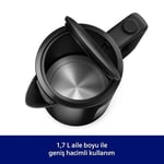 Philips Serisi 3000 Su Isıtıcısı, 1,7 L Yaylı Kapak, Düz Isıtma Elemanı, Işık Göstergesi, Çıkarılabilir Filtre, Çeşitli Güvenlik Sistemleri, Siyah (HD9318/20)