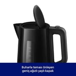 Philips Serisi 3000 Su Isıtıcısı, 1,7 L Yaylı Kapak, Düz Isıtma Elemanı, Işık Göstergesi, Çıkarılabilir Filtre, Çeşitli Güvenlik Sistemleri, Siyah (HD9318/20)