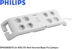 Philips SPN3080B/10, Çoklayıcı, 900J 8'li Akım Korumalı 2m, Beyaz
