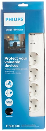PHILIPS SPN7040WA Akım Korumalı Priz 4'lü 600J 2m 3680W 16A
