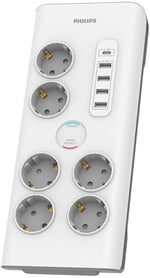 Philips SPN7060WA Akım Korumalı Priz 6'lı 900J 2m 4 USB 20W 1 Type-C 15W, Standart