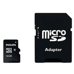 Philips Ultra Speed microSDHC Card 16 GB + SD adaptörü UHS-I U1, 80 MB/sn'ye kadar okuma hızı, A1 hızlı uygulama performansı, V10, akıllı telefonlar, tablet, bilgisa - Seçenekler: 16 GB, 32 GB, 128 GB