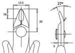 Piergiacomi Micro Soft-Wire Cutter with an 8 mm Long Jaw set at a 21-derece Angle for Flush-Cutting terminal kablo UP to 1.3 mm (16AWG), 1 adet, TRE03NB