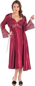 Pierre Cardin Kadın Bordo Altılı Saten Çeyiz Seti 6620