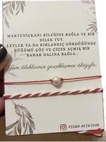 Pigna Aksesuar Marteniçka Bileklik Ve Incili Kırmızı Ip Bileklik Kırmızı Tek Ebat