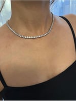 Pigna Aksesuar Swarovski Taşlı Özel Tarz Kare Su Yolu Kolye Kararmaz Çelik Silver Tek Ebat