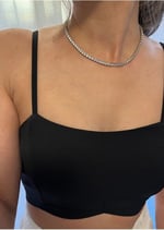 Pigna Aksesuar Swarovski Taşlı Özel Tarz Kare Su Yolu Kolye Kararmaz Çelik Silver Tek Ebat