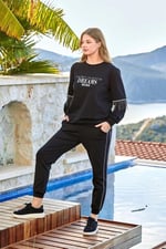 Pijama Pazarı 24837 Kadın Eşofman Takım-siyah SİYAH 44