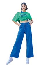 Pijama Pazarı Monamise 23090 Kadın Kısa Kollu 3'lü Crop Eşofman Takım-mavi MAVİ S