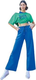 Pijama Pazarı Monamise 23090 Kadın Kısa Kollu 3'lü Crop Eşofman Takım-mavi MAVİ S