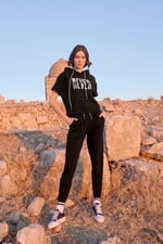Pijama Pazarı Monamise 23096 Kadın Kısa Kollu Kapişonlu Eşofman Takımı-Siyah SİYAH S