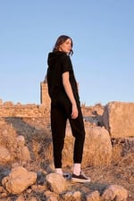 Pijama Pazarı Monamise 23096 Kadın Kısa Kollu Kapişonlu Eşofman Takımı-Siyah SİYAH S