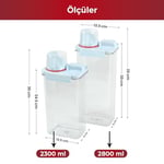 Pikas 2'li Büyük Boy Saklama Kabı – Ölçekli Kapak, Sızdırmaz Erzak Bakliyat ve Deterjan İçin Çok Amaçlı Set