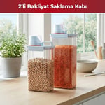 Pikas 2'li Büyük Boy Saklama Kabı – Ölçekli Kapak, Sızdırmaz Erzak Bakliyat ve Deterjan İçin Çok Amaçlı Set