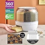 pikas Bakliyat Organizeri, Bakliyat Saklama Kabı, 6 Kg Kapasiteli Styles Gıda Ve Bakliyat Saklama Kabı 6 Gözlü (6KG)