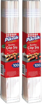 Piknik Ağaç Bambu Çöp Şiş 25 Cm–100'Lü 113-P 2li paket