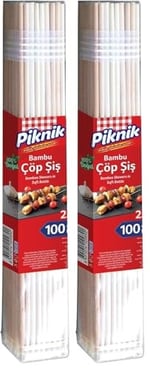 Piknik Ağaç Bambu Çöp Şiş 25 Cm–100'Lü 113-P 2li paket