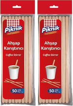 Piknik Ahşap Kariştirici 50'Li 2li paket