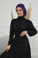Pileli Tasarım Şifon Hazır Türban,HT-107,HT-107 Mor