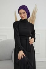 Pileli Tasarım Şifon Hazır Türban,HT-107,HT-107 Mor