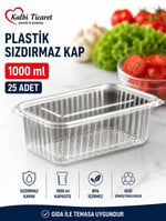 Plastik Saklama Kabı 1000 gr 25 Adet Plastik Kapaklı Kase Sızdırmaz Kap Şeffaf Kullan At Kase