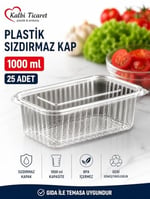 Plastik Saklama Kabı 1000 gr 25 Adet Plastik Kapaklı Kase Sızdırmaz Kap Şeffaf Kullan At Kase