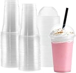 Plastik Şeffaf Bardak Kapaklı Milkshake Bardağı Kahve Bardağı Soğuk Içecek Bardağı 400-450ml 50 Adet