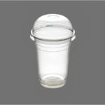 Plastik Şeffaf Bardak Kapaklı Milkshake Bardağı Kahve Bardağı Soğuk Içecek Bardağı 400-450ml 50 Adet
