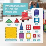 Playmags 150 Parça Manyetik Blok Set | 3D Magnet Yapı Taşları | Çocuklar için STEM Eğitici Oyuncak | Araba Dahil Yaratıcı ve Montessori Uyumlu Yapı Seti