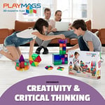 Playmags Manyetik çocuk yapı taşları, 60 parçalı manyetik yapı blokları, 6 ABC tıklamalı – STEM geliştirme oyuncağı – Çocuklar için manyetik yapı taşları