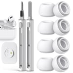 Pohgelan AirPods Pro 2./1. Nesil Yedek Kulak Uçları, Gürültü Azaltma Deliği ve Dahili Toz Koruma Ekranı, Temizleyici kitli USB-C Şarj Kutusu için -3 Boyut (S/M/L) -Beyaz