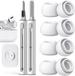 Pohgelan AirPods Pro 2./1. Nesil Yedek Kulak Uçları, Gürültü Azaltma Deliği ve Dahili Toz Koruma Ekranı, Temizleyici kitli USB-C Şarj Kutusu için -3 Boyut (S/M/L) -Beyaz