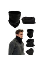 Polar Termal Boyunluk ve Bere, Çift Fonksiyonlu, Klipsli, Siyah, Unisex Polar Termal Boyunluk Ve Bere
