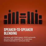 Polk Audio Signature Elite ES35 merkezi hoparlör, ince, yüksek çözünürlüklü merkezi hoparlör, Hi-Res sertifikalı, Dolby Atmos ve DTS:X uyumlu (adet), siyah
