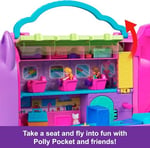POLLY POCKET™ MİNİK KEDİ HAVA YOLLARI™ Oyun Seti Polly Pocket Adventures in Rio Uçak Oyun Seti, 2 mikro bebek ve evcil hayvan, aksesuarlar, seyahat oyuncağı uçak HWP19 | 2 Mikro Bebek ve Evcil Hayvan 