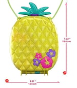 Polly Pocket Tropikal Eğlence giyilebilir kompakt ananas çanta, 8 eğlenceli özellik içeren kompakt set, minik Polly ve Lila bebekler, 2 aksesuar ve çıkartma sayfası; 4 yaş ve üzeri için, GKJ64
