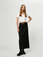 Polo Neck Crop T-Shirt Short Sleeve Ribbed Cotton